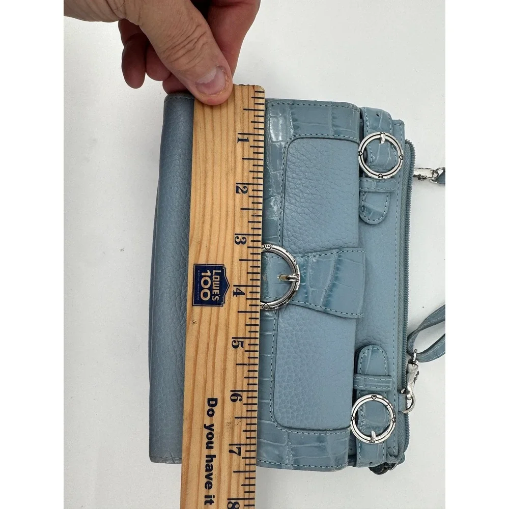 Brighton Crossbody Bag Women Small Blue Leather Croc Embossed Heart‎ Charm Purse